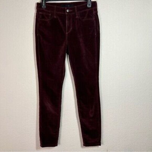 Joe's Womens The‎ Icon Mid Rise Skinny Jeans Size 26 Maroon Velour Velvet - Picture 1 of 7